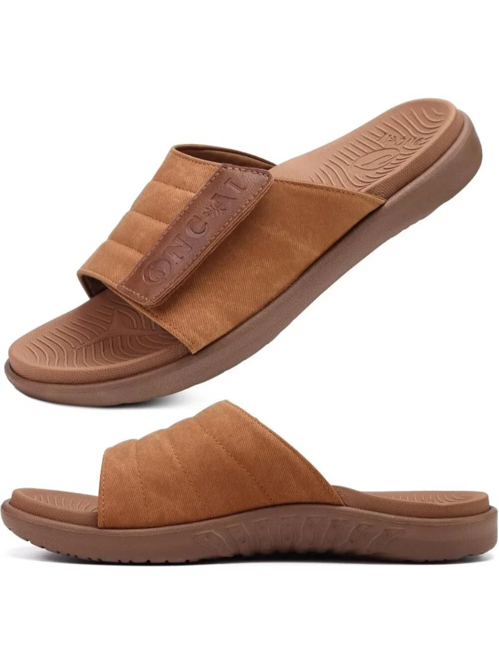 Men's Khaki Adjustable Orthotic Plantar Fasciitis Open Toe Athletic Sandal Shoes